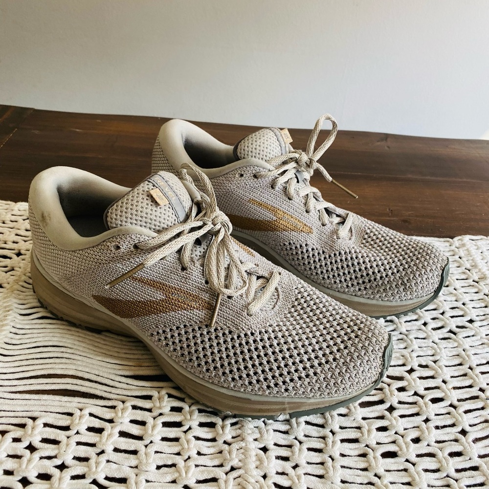 Brooks Athletic Shoes in Tan and Gold